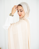 Three Lines Chiffon Scarf - Light Beige